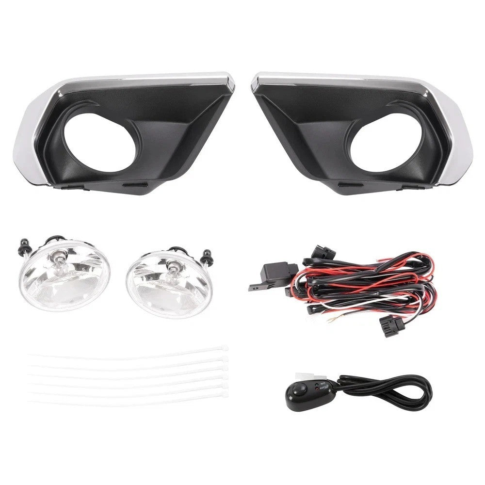 HECASA Fog Lights For Chevy Colorado 21-22 w/Silver Bezel Relay Switch Wire Bulb