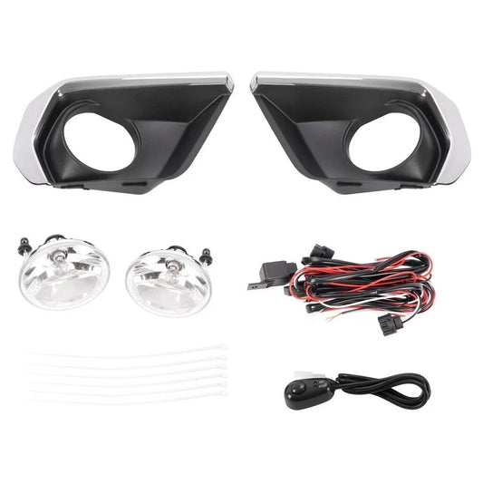 HECASA Fog Lights For Chevy Colorado 21-22 w/Silver Bezel Relay Switch Wire Bulb