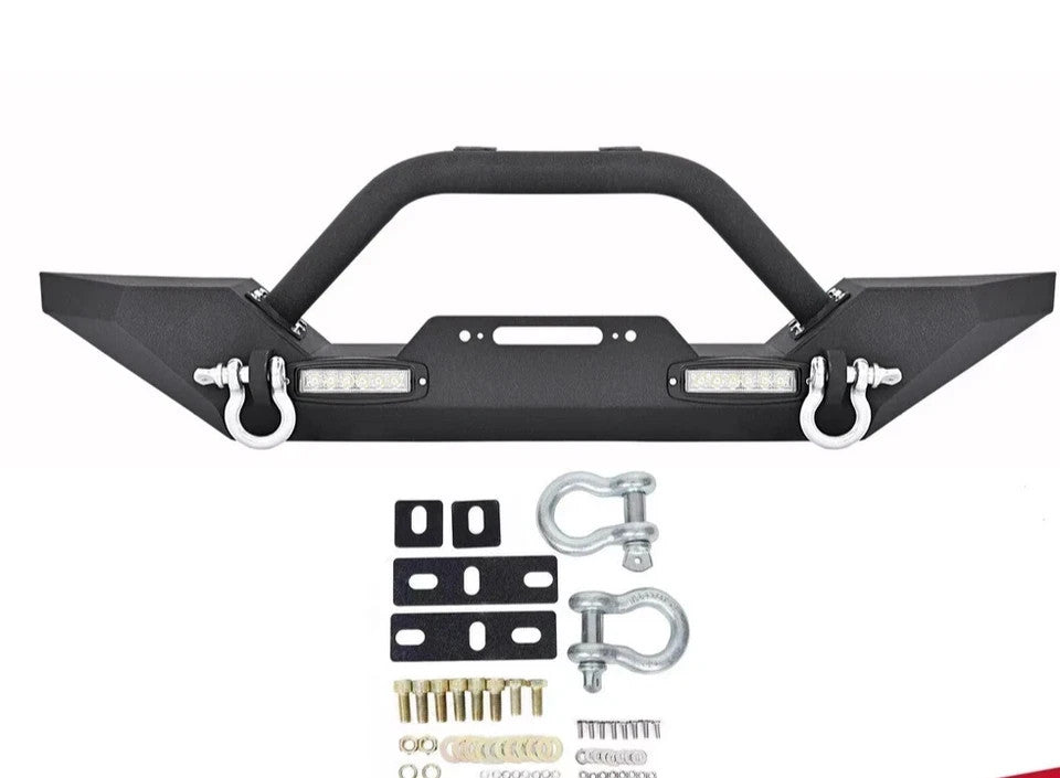 Front Bumper W/ Winch Plate D-Rings LED Light ForJeep Wrangler TJ YJ 87-06 1997