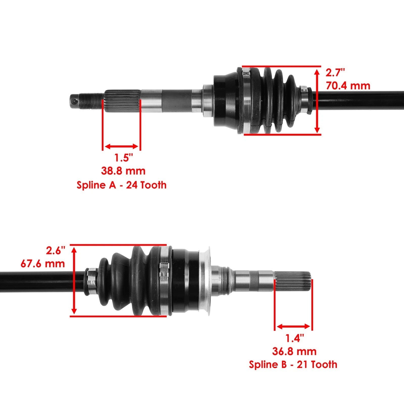 Front Left Right CV Joint Axles for Kawasaki Mule 3010 KAF620 4X4 2001-2008