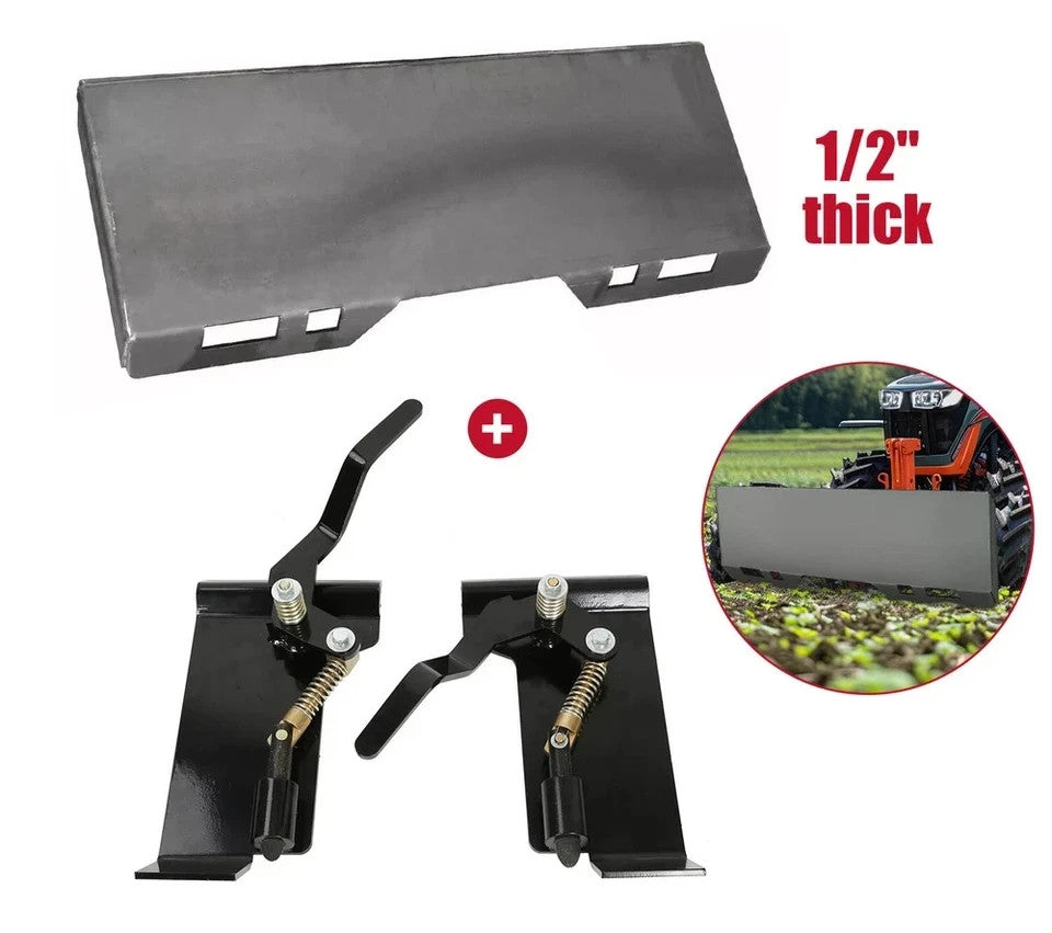 1/2" Skid Steer Mount Plate Quick Tach Attachment & Conversion Adapter Latch Box