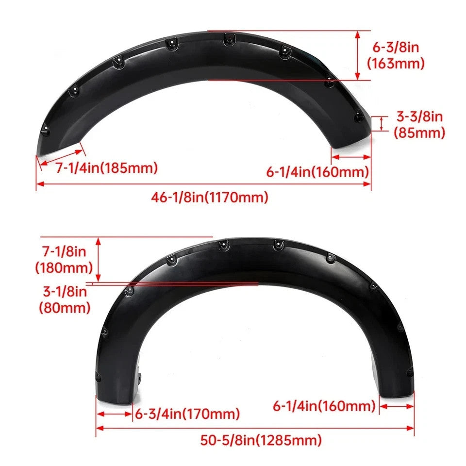 4x Fender Flares For 1999-2007 Ford F250 F350 SuperDuty Wheel Pocket Rivet Style