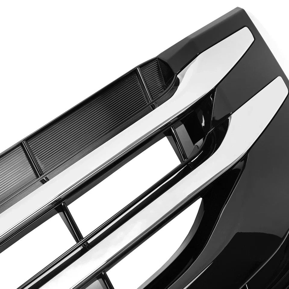 Bumper Upper Grille Fits 2014-2017 Honda Odyssey Black Front Grill W/Chrome Trim
