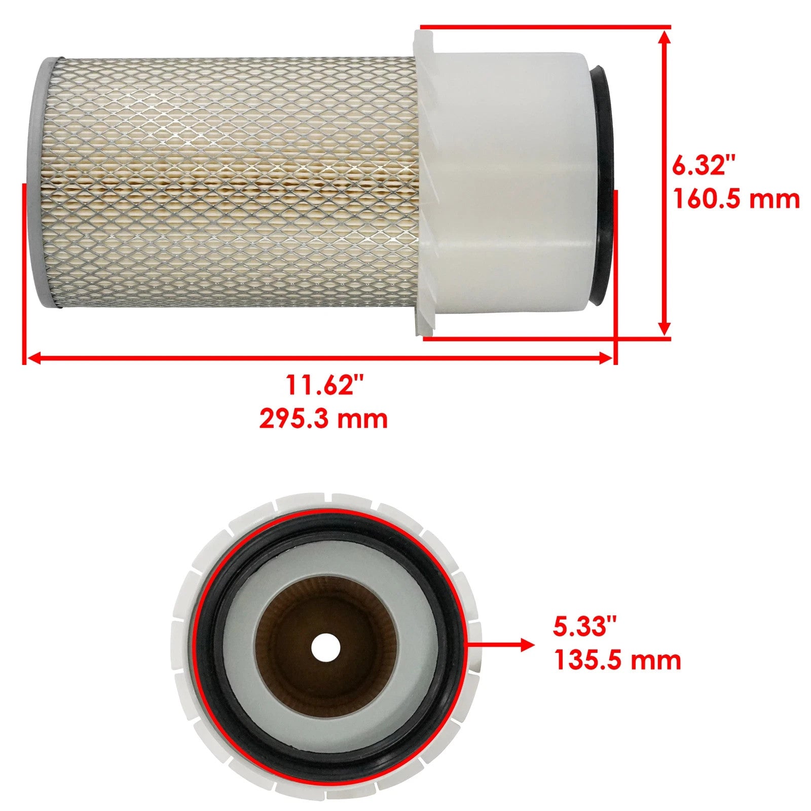 Caltric Air Filter For John Deere 2240 820 920 1830 2030 2130 2440 135 152 108