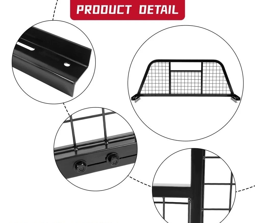 HECASA For Chevrolet full-size pickup truck Headache Rack Extendable Steel Back