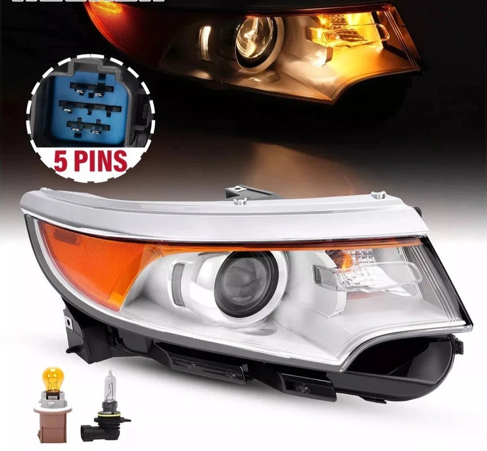 For Ford Edge 2011 2012 2013 2014 Halogen Projector Headlight w/5 Pins Passenger