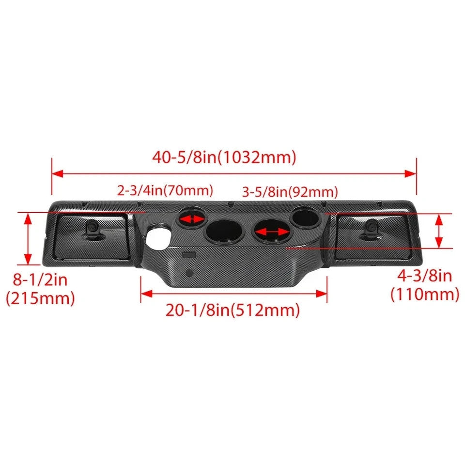 For Club Car DS 1982+ 1984 1992 Golf Cart Carbon Style Dash Cover Cup Holders