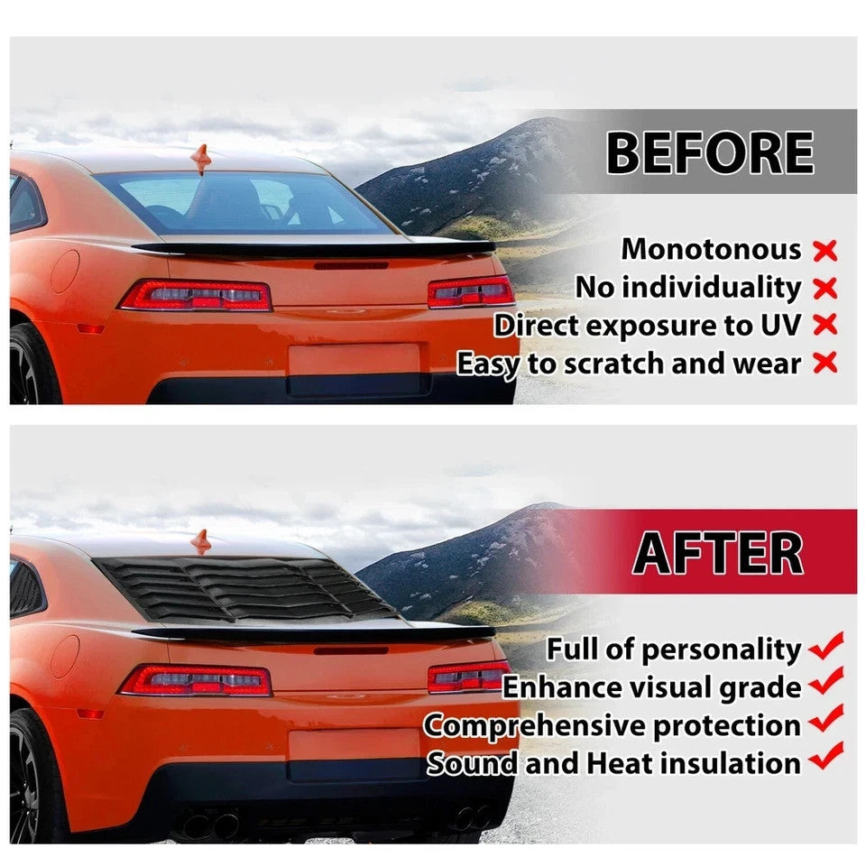 HECASA Rear&Side Window Louvers Cover For 10-15 2011 2012 2013 2014 Chevy Camaro