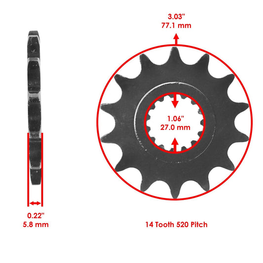 Front & Rear Sprockets for Yamaha Raptor 700 YFM700 YFM700R 2006-2016