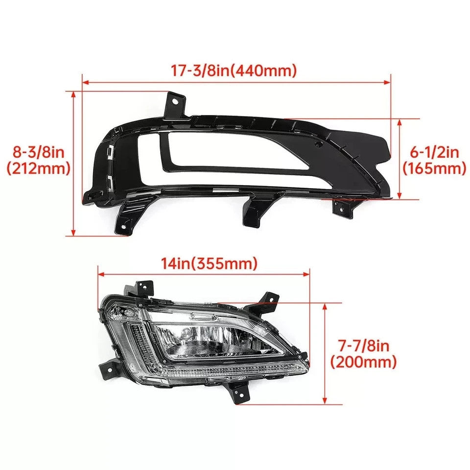For 2019 2020 2021 Hyundai Tucson LED Fog Lights Front Bumper Lamps with DRL