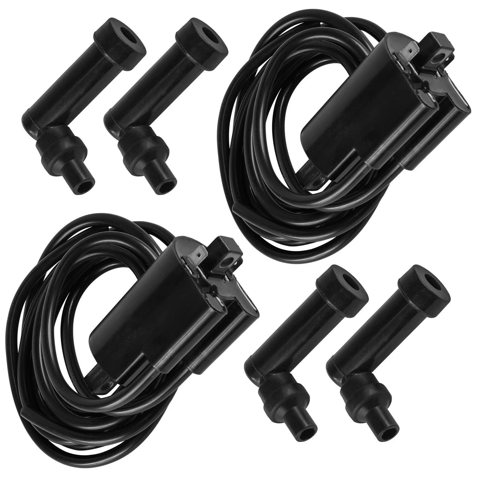 2x Ignition Coil With Spark Plug Caps For Yamaha Radian 600 YX600 1986 1987 1988