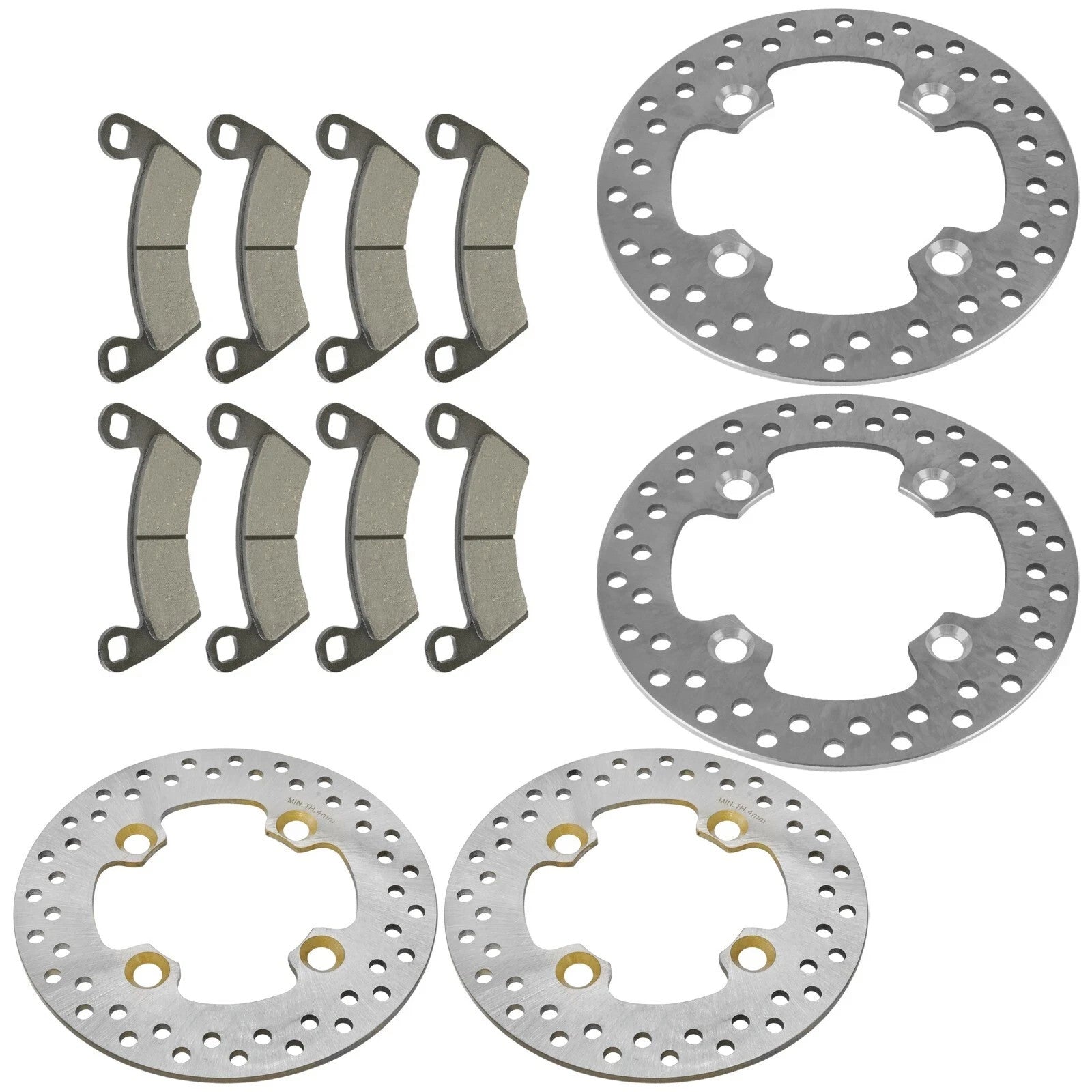 2 Front Rear Brake Disc Rotor W/ Pad for Polaris RZR 4 XP 900/ XP 4 900 2012-13