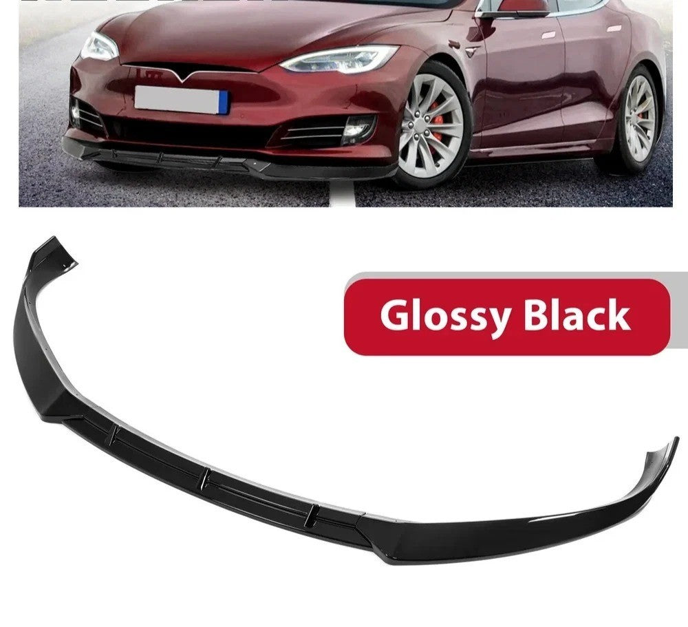Glossy Black Front Bumper Lip Body Kit Splitter Spoiler For Tesla Model S 16-20