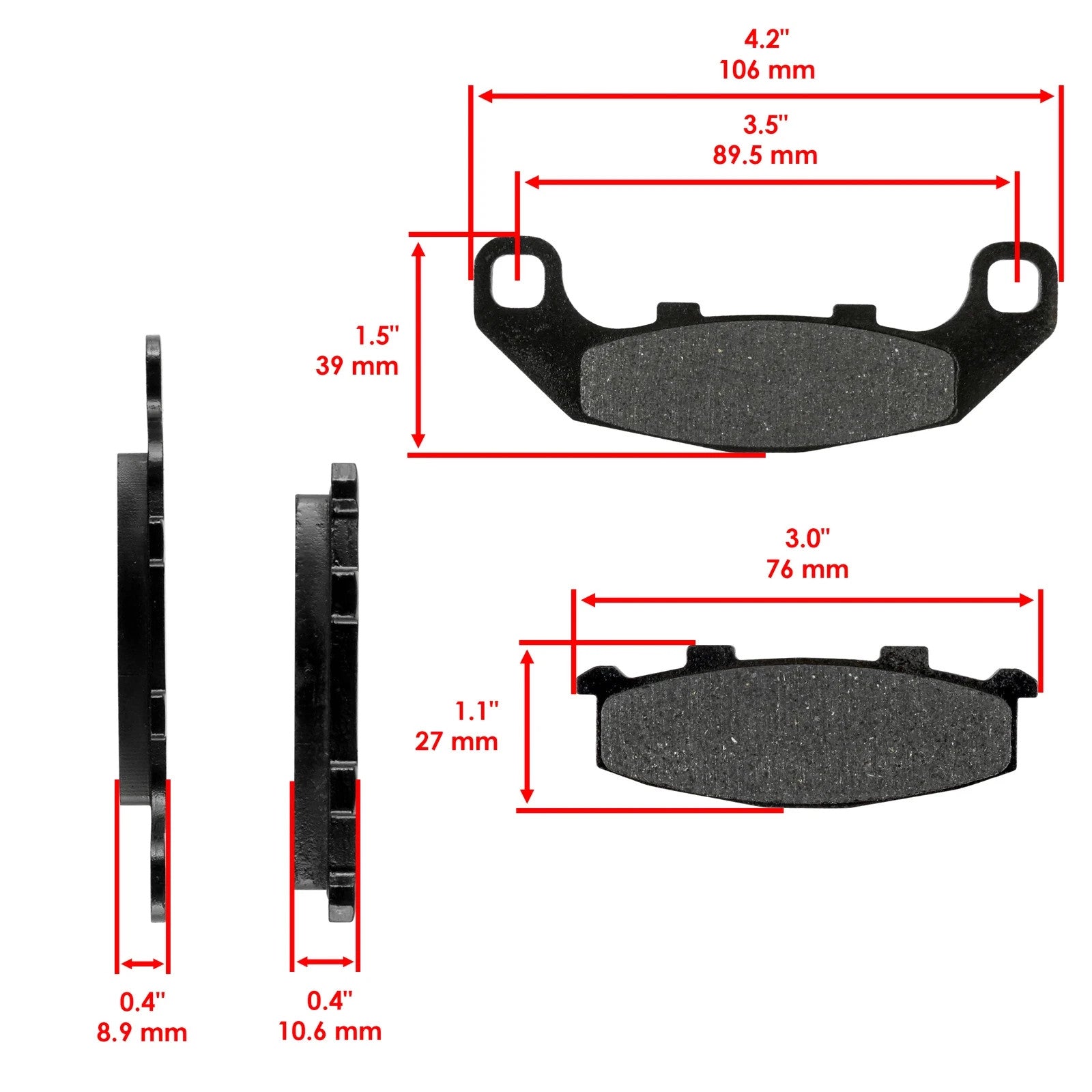 Front Rear Brake Pads for Kawasaki EX250 Ninja 250R 1988-2007 Front Rear Pads
