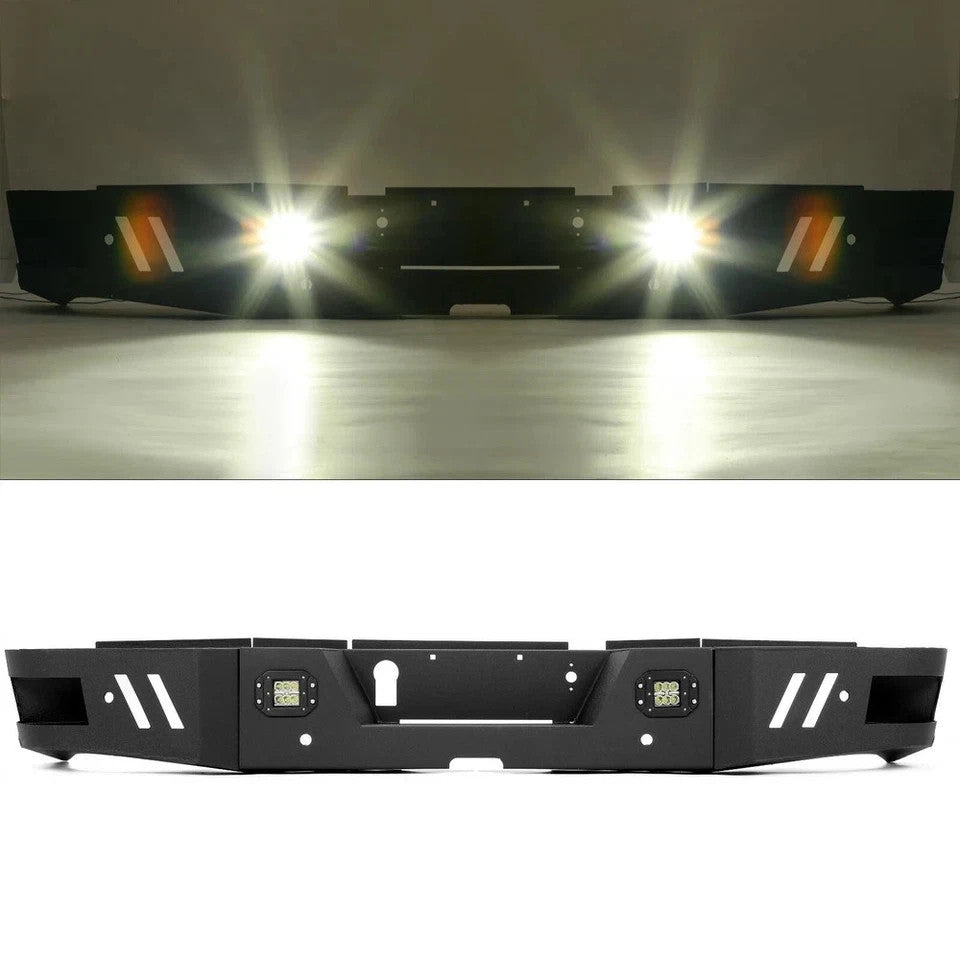 Rear Bumper For Dodge Ram 2500 3500 2010-2024 w/ LED Lights Steel Powder Coated