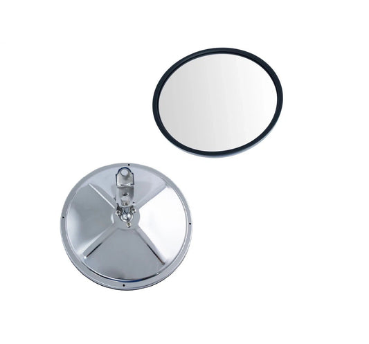 8.5" Round Convex Mirror Pair Stainless Steel Center Stud w/ Mounting Bracket