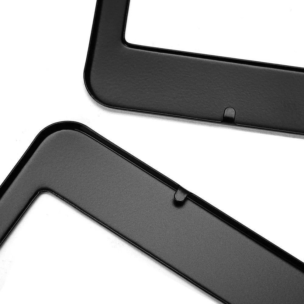 2PCS Stainless Steel Universal Black License Plate Frame Tag Cover Screw Caps