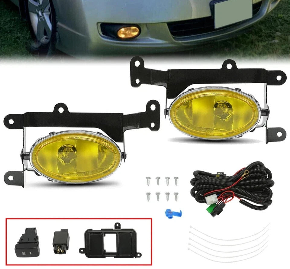 Fit 2006 07 2008 Honda Civic Coupe Yellow Lens Bumper Sealed Fog Lights W/Wiring