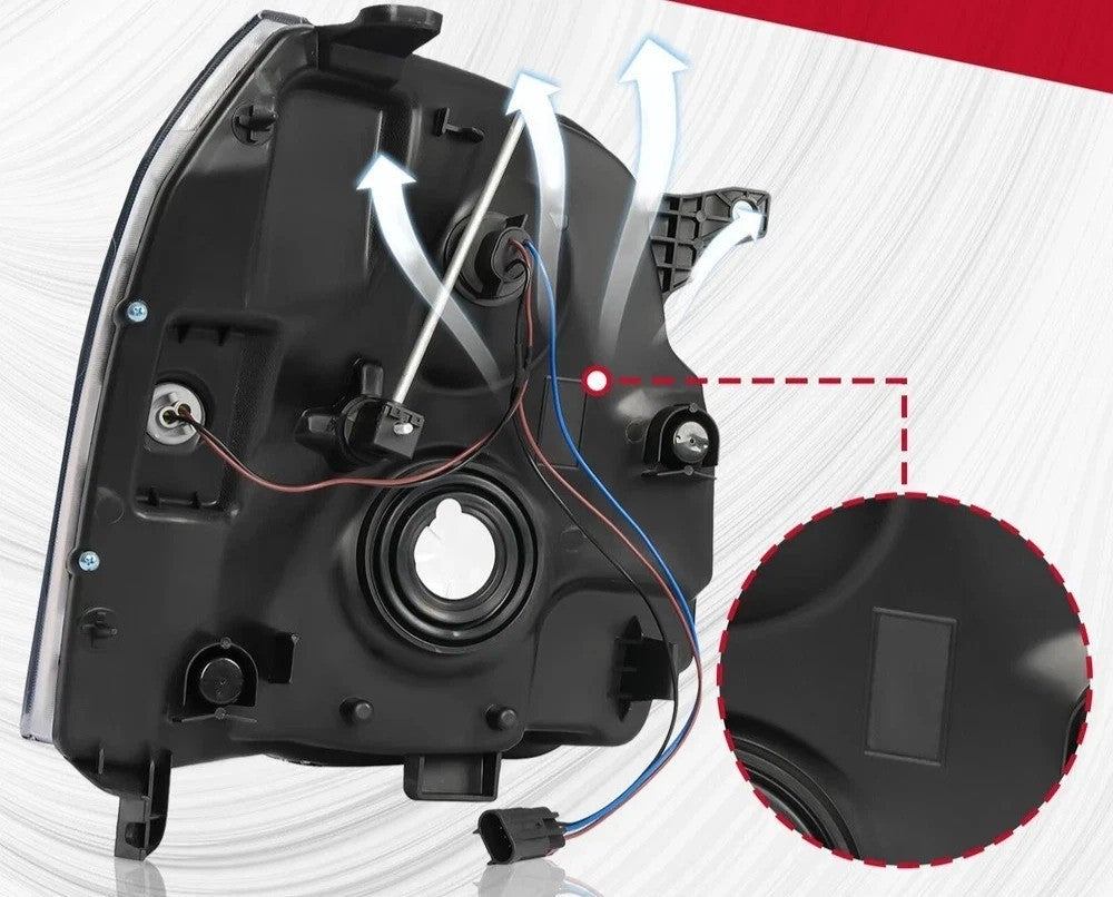 For GMC Yukon XL 1500 Denali 2007-2014 Black Housing Headlights Assembly LH+RH