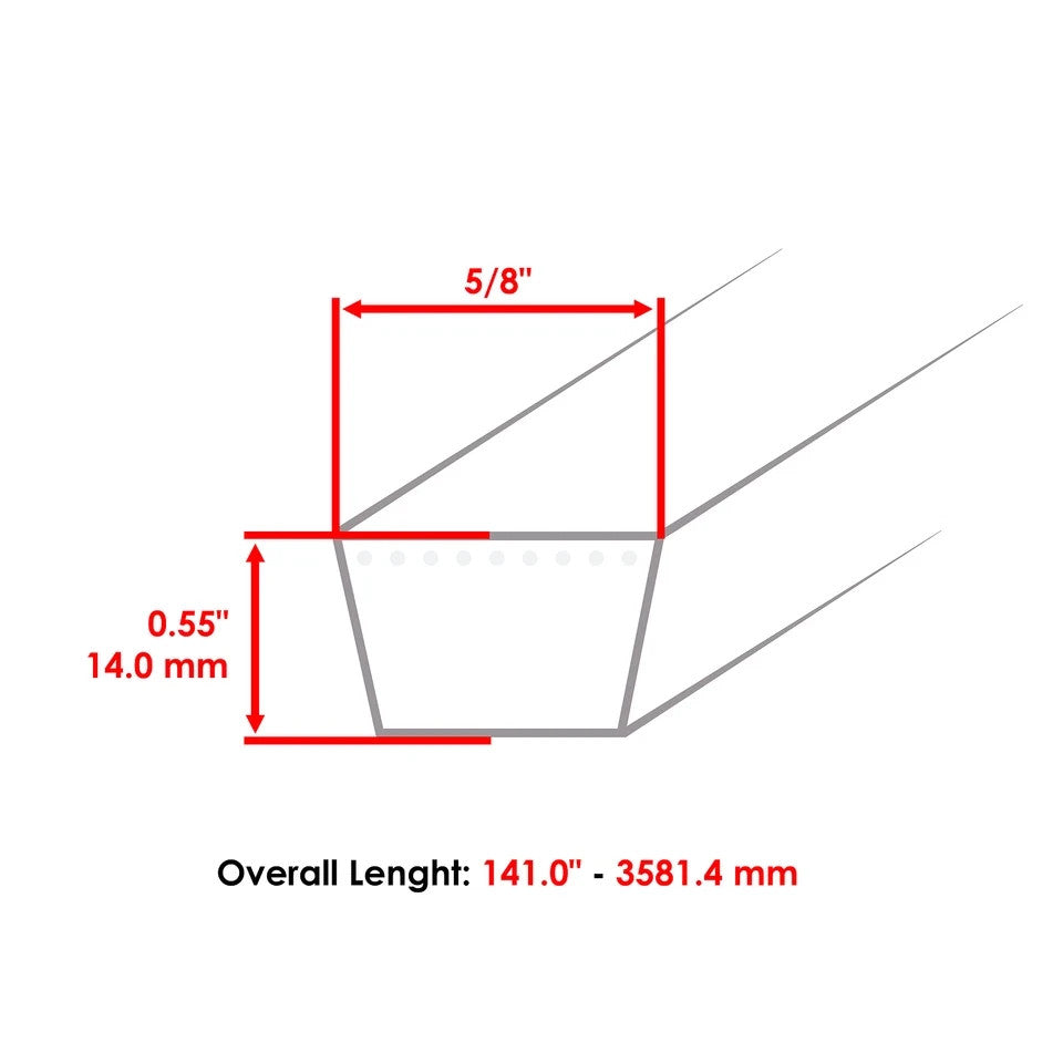 Caltric 791988 Deck Belt for Hustler Raptor Zero Turn 52" Deck 5/8 X 141 inch
