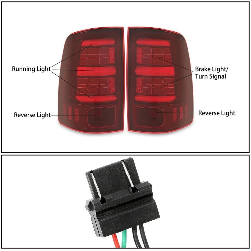 For 2009-2018 Dodge Ram 1500 10-18 Ram 2500 3500 Red LED Tail Lights Lamps