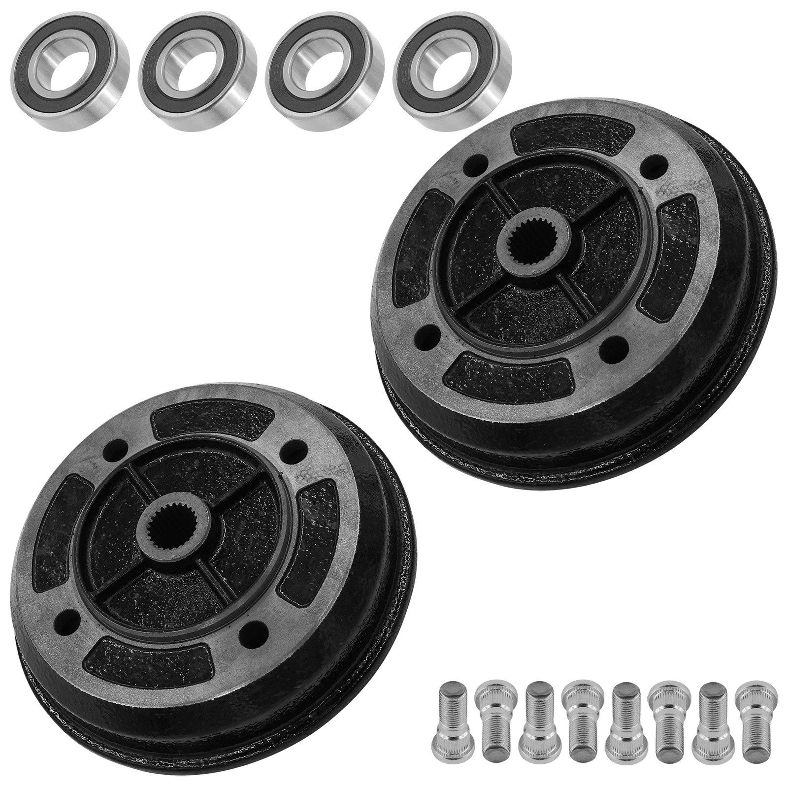 2 Rear Brake Drum W/Bearing Bolt For Kawasaki Mule 2510 KAF950 A Diesel 2000-01