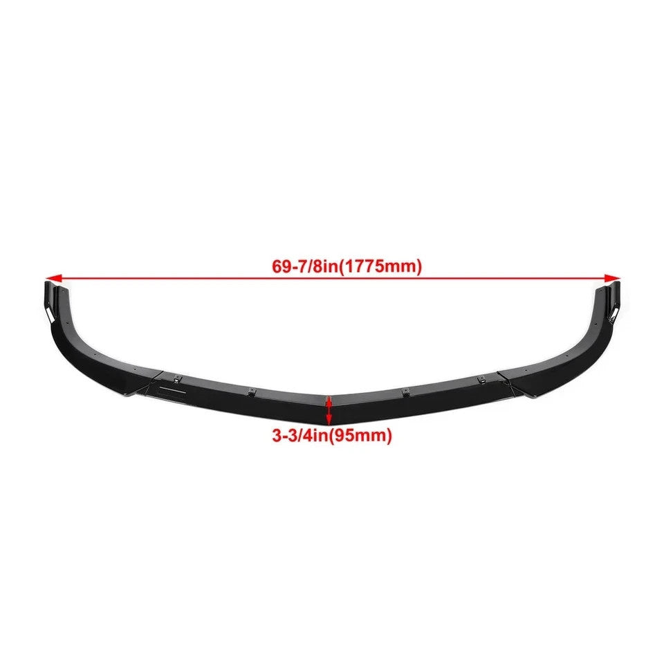 For Benz C Class W204 Sport 12-14 Glossy Black Front Bumper Lip Splitter Spoiler