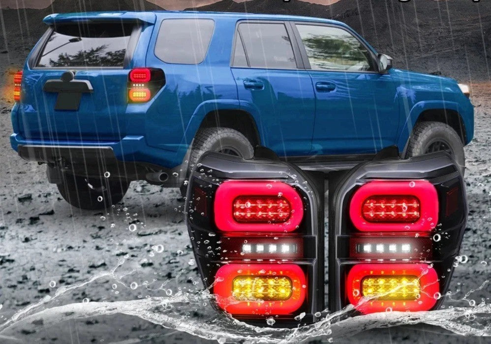 For Toyota 4Runner 2010-2023 2020 Black Full LED Tube Tail Lights Lamps 10-23