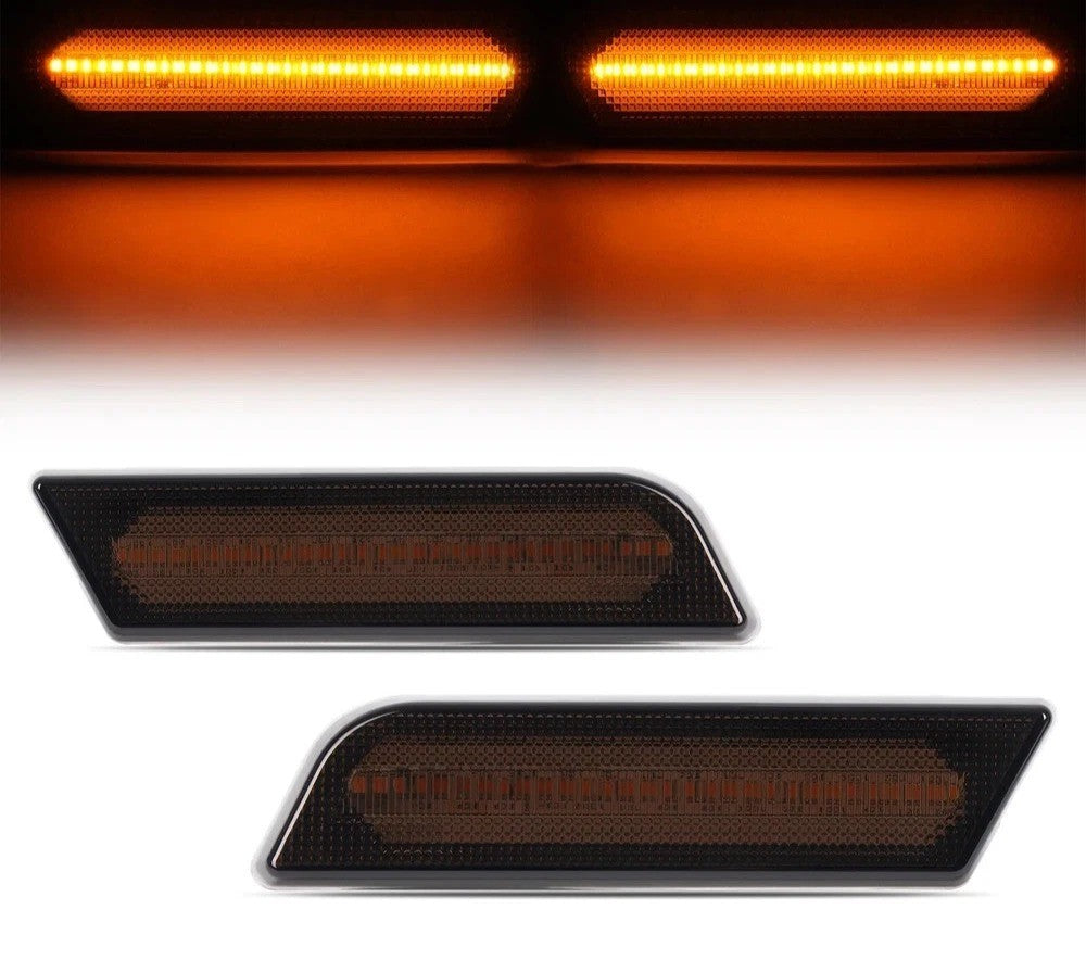 2PCS Front LED Amber Side Marker Lights For Ford Transit Connect 2010-2013 Smoke