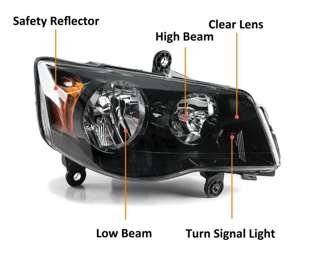 Right Headlight Passenger Side For 08-16 Town&Country 11-20 Dodge Grand Caravan