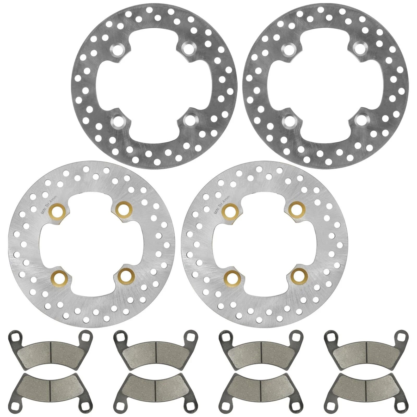 2 Front Rear Brake Disc Rotor W/ Pad for Polaris RZR 4 XP 900/ XP 4 900 2012-13