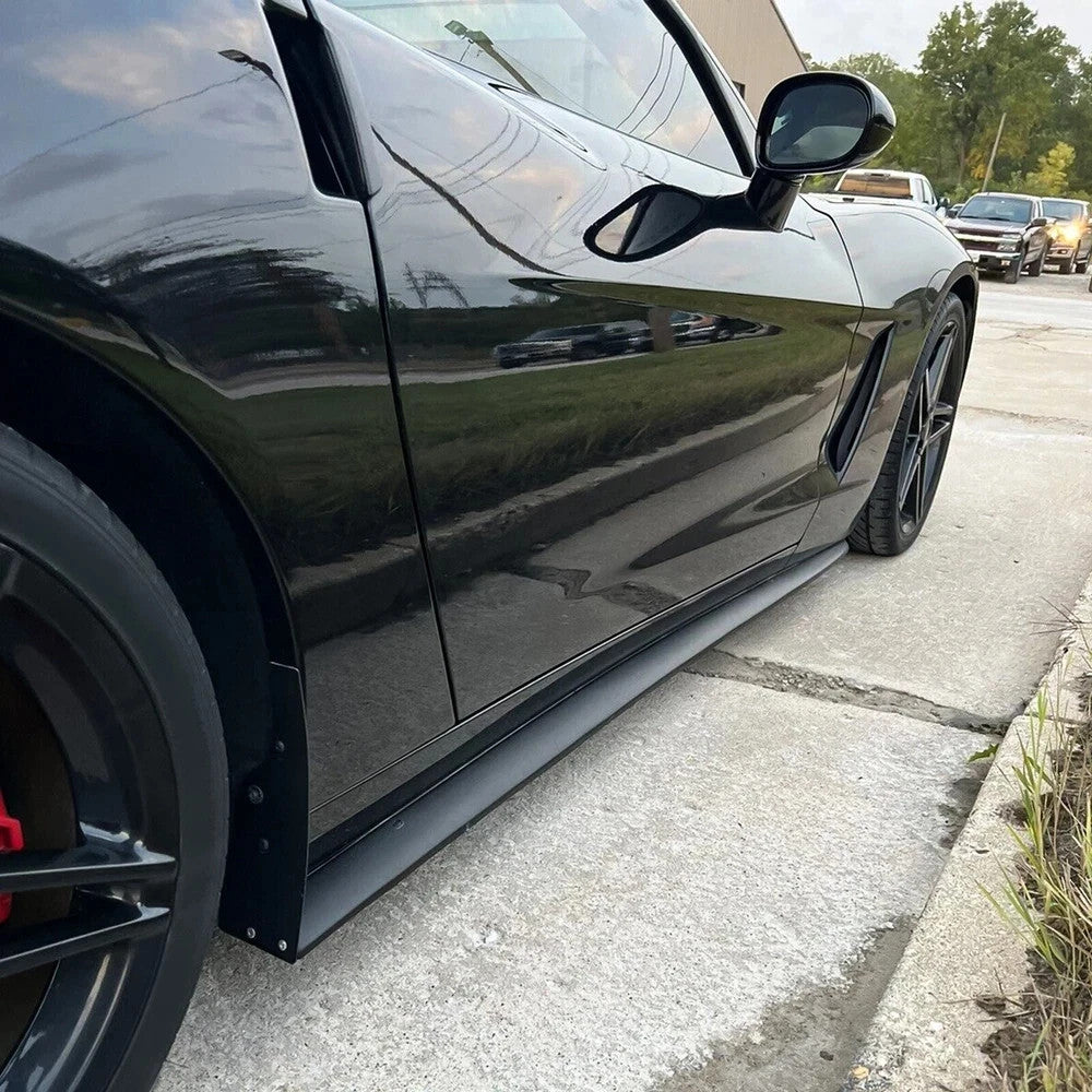 Matte For 05-13 Corvette C6 Base ZR1 Style Side Skirts Rocker Panel Mud Flaps