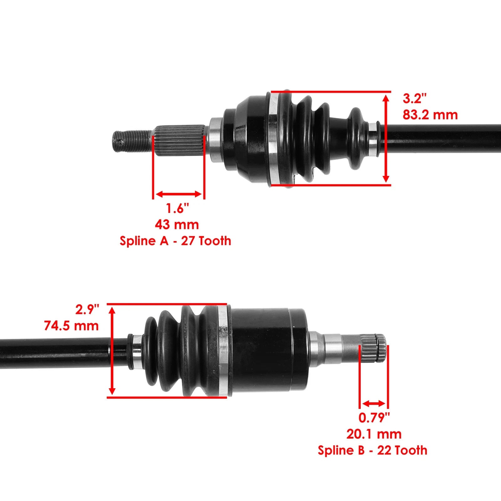 Front Left Complete CV Joint Axle for John Deere Gator XUV 855D / XUV 855D S4