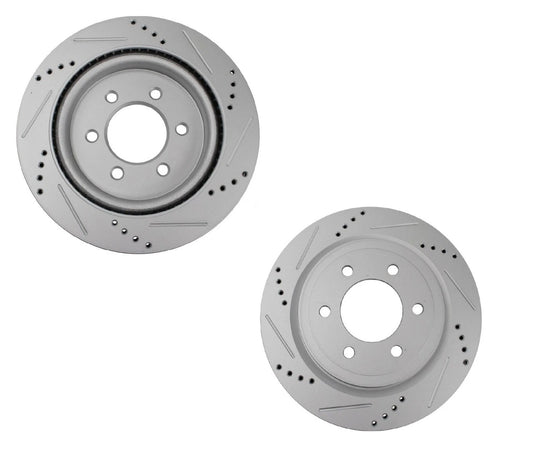 Performance Rear Drilled Slotted Coated Brake Rotor Set for Ford Lincoln
