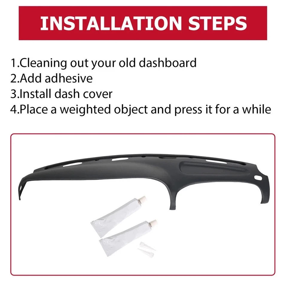 For 1998-2002 Dodge Ram Pickup ABS Dash Bezel & Dashboard Cover Overlay W/clips