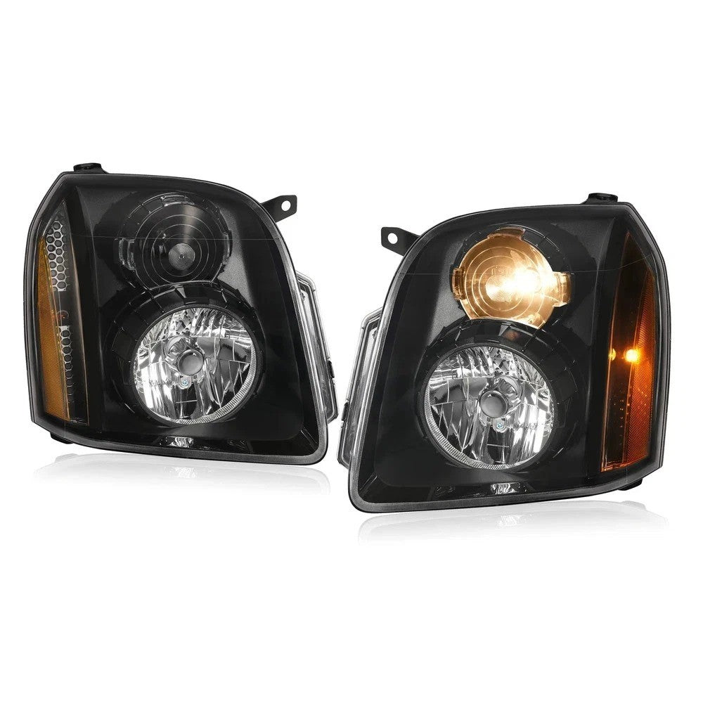 For GMC Yukon XL 1500 Denali 2007-2014 Black Housing Headlights Assembly LH+RH