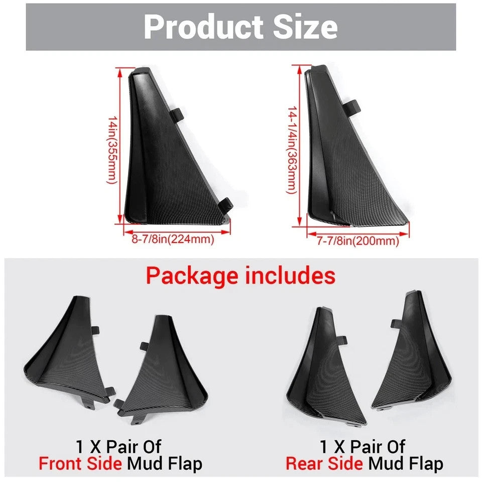 Extended Front Rear Splash Guard Mud Flaps For Corvette C8 20-Up XL Carbon Style