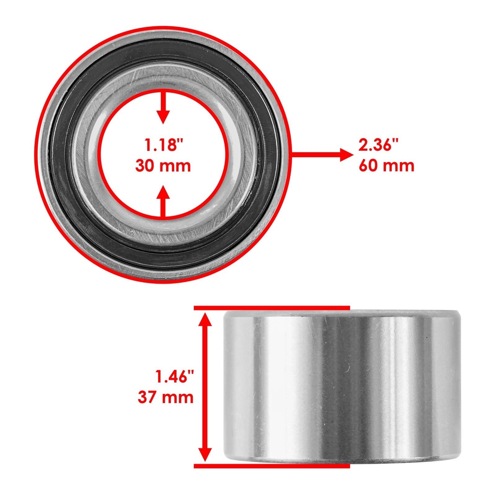 Set of 2 Wheel Bearings for Cub Cadet Volunteer 741-04166