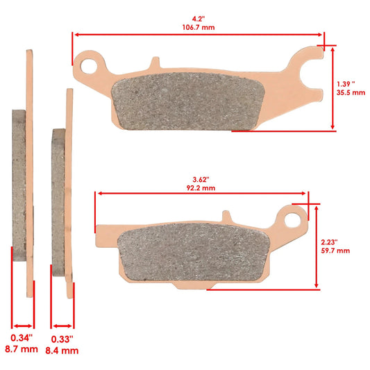 Caltric Brake Pads for Yamaha Grizzly 700 YFM700 EPS Front and Rear 2007-2024