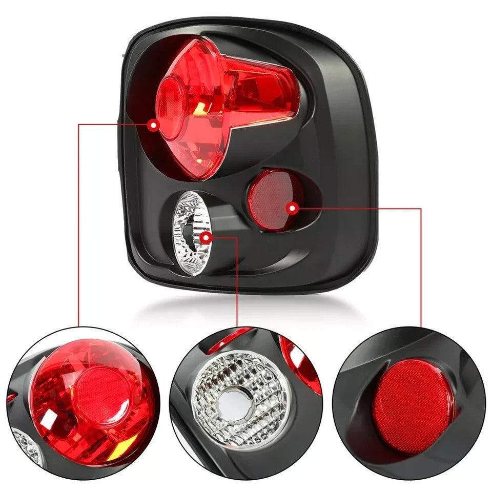 For 99-04 Silverado Sierra Stepside Black Rear Tail Brake Lights Lamp Left+Right