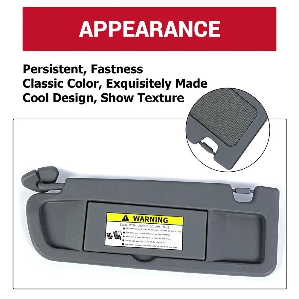 HECASA New Left Driver Side Dark Gray Sun Visor For 2006-2011 Honda Civic