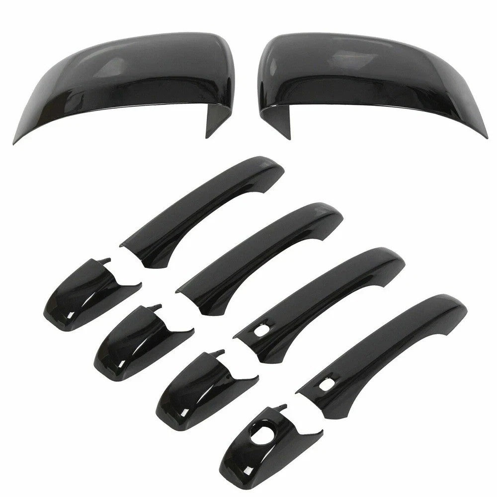 2 Black Mirror Cover +4 Door Handle Covers For Jeep Grand Cherokee Dodge Durango