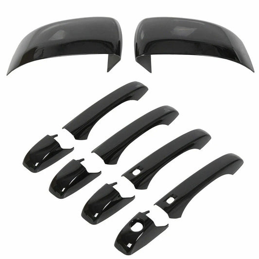 2 Black Mirror Cover +4 Door Handle Covers For Jeep Grand Cherokee Dodge Durango