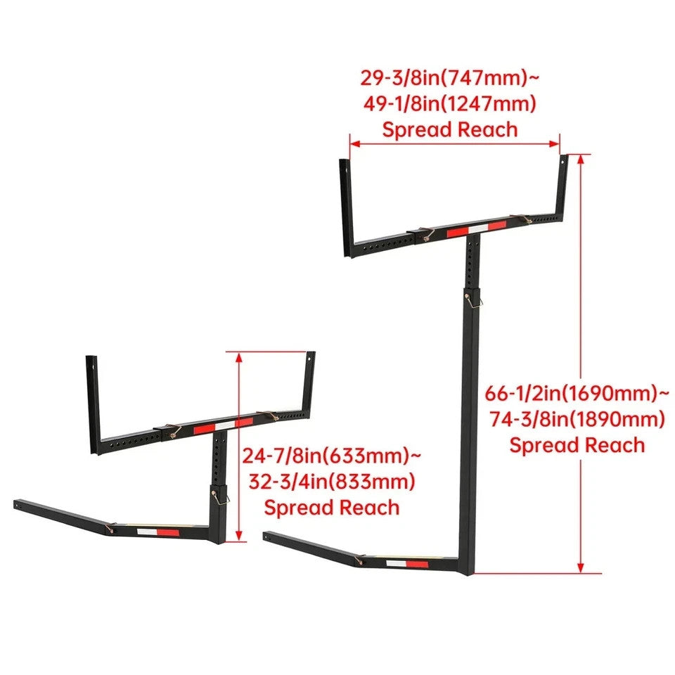 75" Kayak Bed Extender Canoe Hitch Carrier Pickup Truck Bed Extender 750lbs