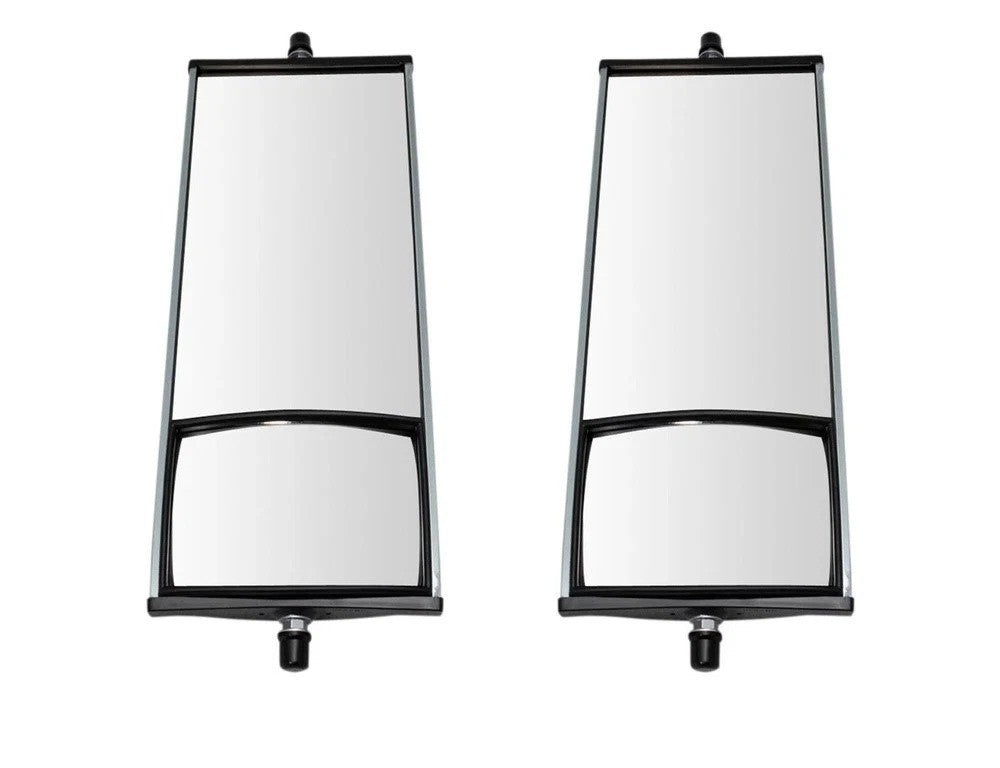 16" x 6.5" Aluminum West Coast Mirror Pair w/ Convex Glass for HD Semi Truck