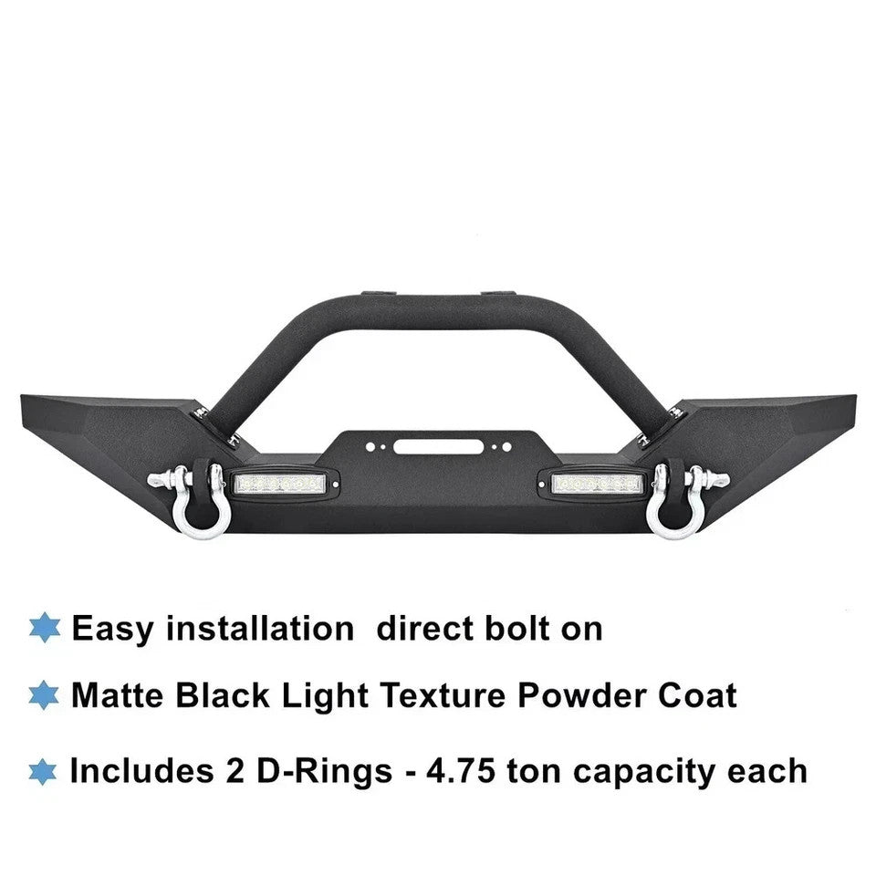 For 1987-2006 Jeep Wrangler TJ YJ Powder Coated Front & Rear Bumper w/ D-Rings
