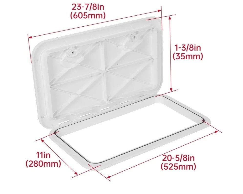 24" x 14" Marine Deck Access Hatch & Lid 180 Lid Hinge Boat Hatch Caravan RV