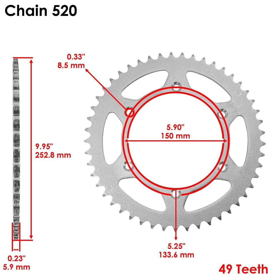 Black Drive Chain And Sprocket Kit for Kawasaki KX250 1992-2004