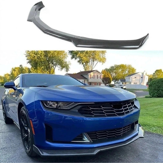 Front Bumper Lip Spoiler Carbon Look 3PCS For 2016-24 Chevy Camaro LT/LS/RS/SS