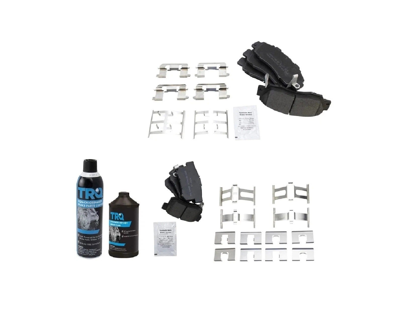 Premium Semi Metallic Brake Pad Front & Rear Kit w/Chemicals for Honda Acura